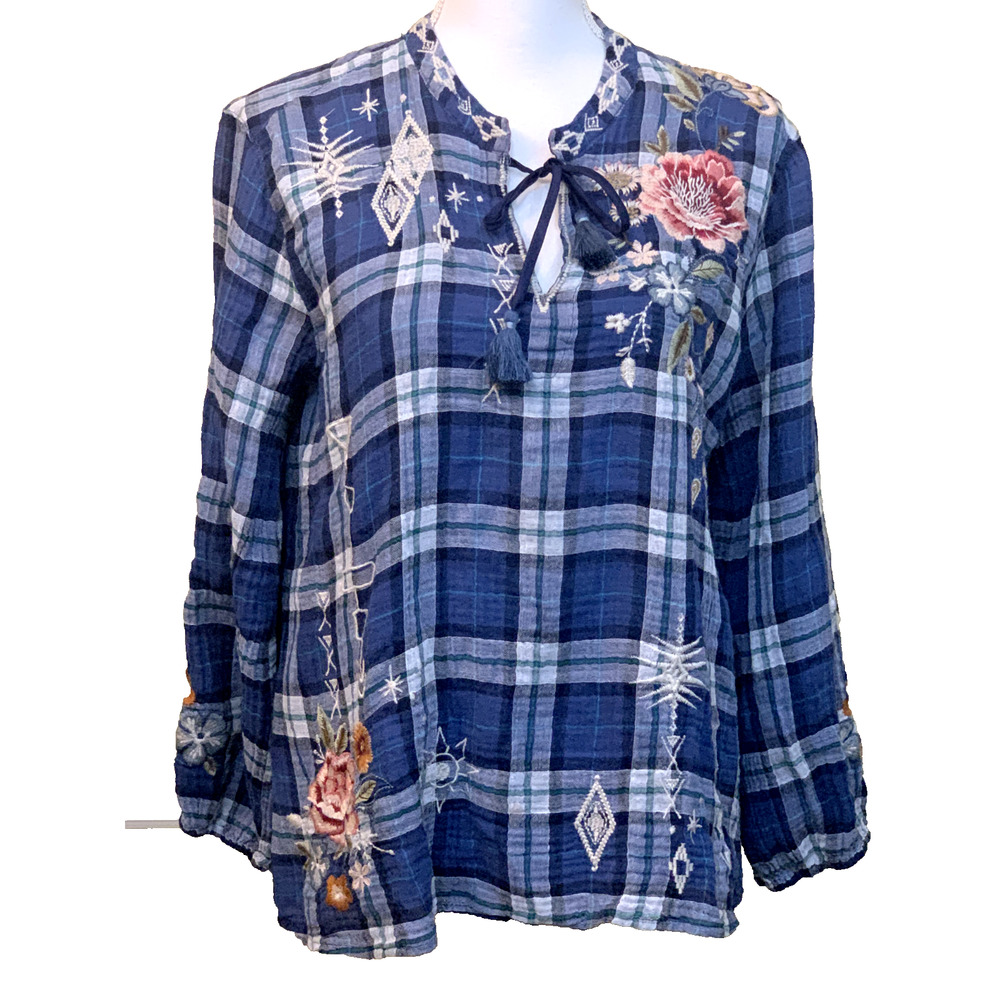 Johnny Was Umoya Effortless Scarf Back Blouse Size S Color MTI W18021-N